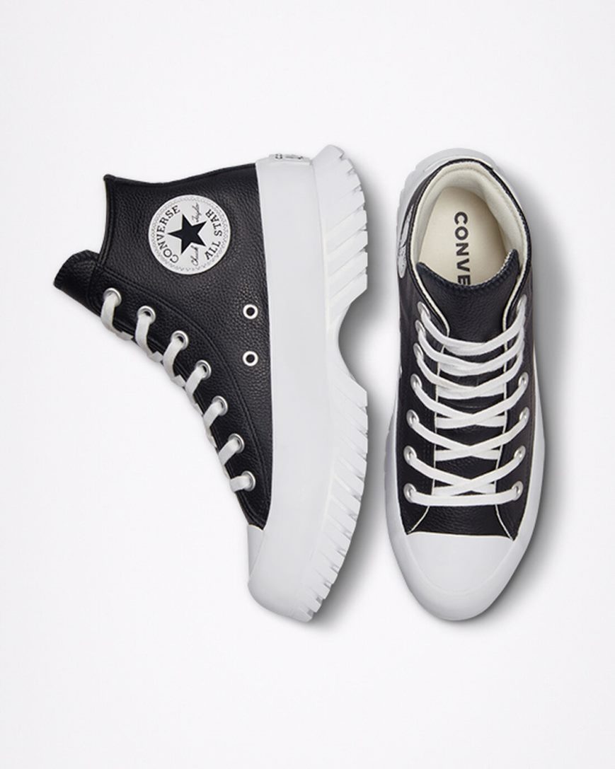 Women's Converse Chuck Taylor All Star Lugged 2.0 Leather High Top Shoes Black / White | AU 8C109Q